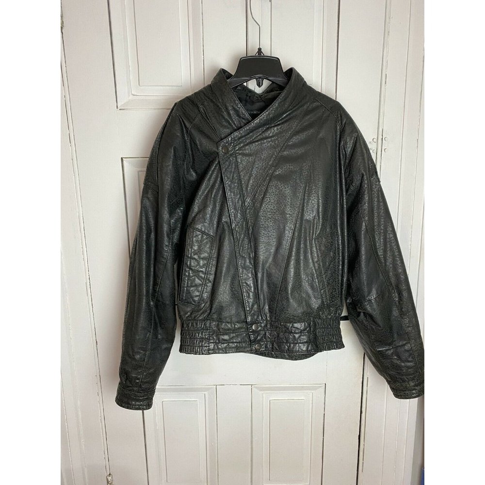 Wilsons Mens Biker Jacket Black Asymmetric Zip Sna